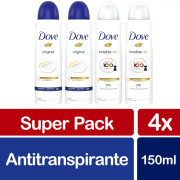 Dove Desodorante en aerosol invisible dry y original 4unid