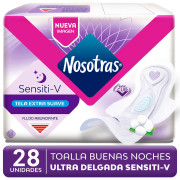Toalla Nosotras Ultra Delgada Nocturna Sensiti-V 28 Unidades