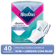 Protectores Diarios Largos con Alas Nosotras 40 Unidades