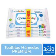 Emuwipes Pack de 3 de Toallitas Húmedas Hipoalergénicas para Bebés