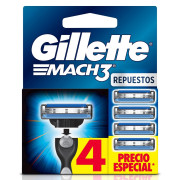 Gillette Mach3 Repuestos de Afeitar 4 Unidades